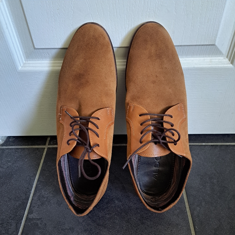 Aldo Men's Suede Lace Up Brown Dress Oxfords Shoes Size 13